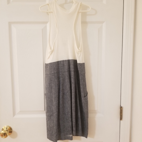 Silence + Noise Urban Outfitters White Grey Gray Mixed Media Sleeveless Dress - Picture 2 of 8